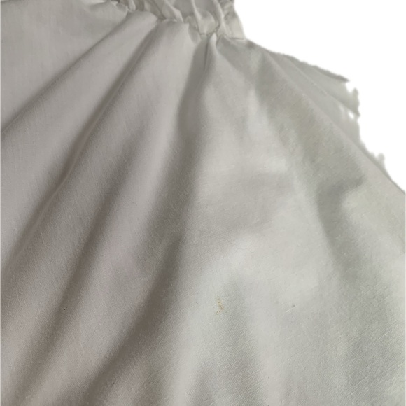 Puffy Short sleeve vintage surplice White Dress, elastic waste, Womens Size Med - Picture 3 of 3